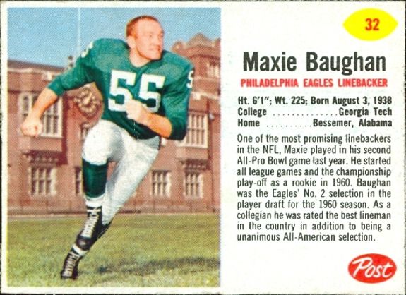 1962 Post cereal football Sugar Crisp 14 oz. #32 Maxie Buaghan