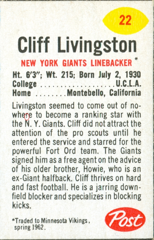 Cliff Livingston Post Toasties 8 oz. 22 V1