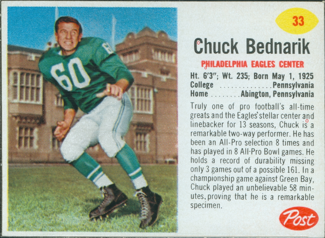 Chuck Bednarik Sugar Crisp 9 oz. 33 V1