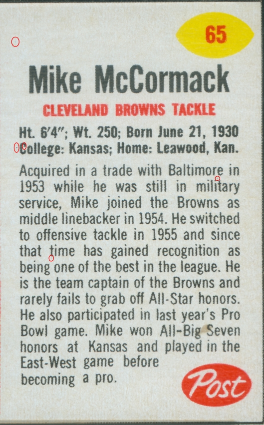 Mike McCormack Post Toasties 8 oz. 65 V1