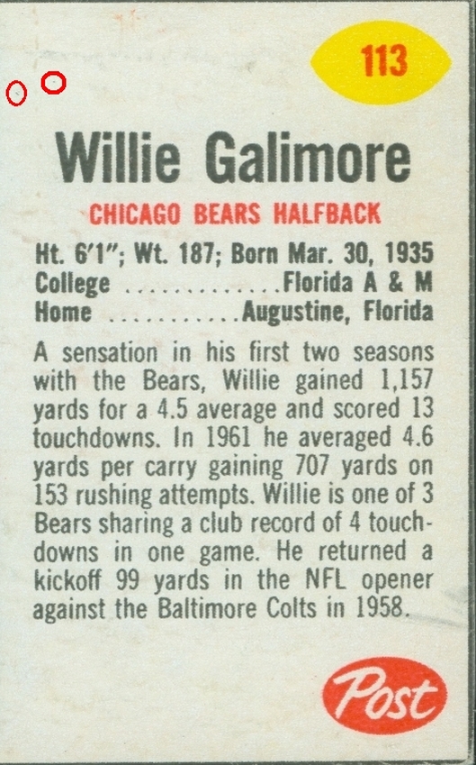 Willie Galimore Post Toasties 18 oz. 113 V2